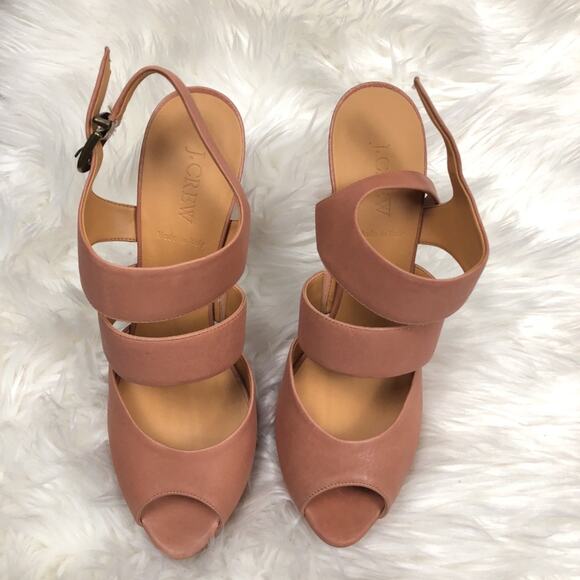 J. Crew Women's Collins Platform Peep Toe High Heels Pink Pumps Size 10 - Picture 3 of 5